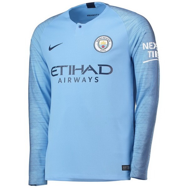 Camiseta Manchester City Primera equipo ML 2018-19 Azul